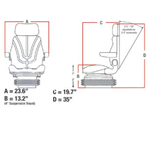 Dresser Seat with Air Suspension Black - image 3