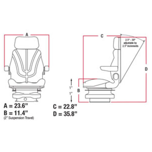  Seat Assembly with Isolator Low Pro Air Suspension Gray Vinyl - image 3