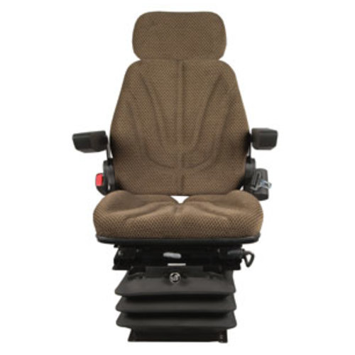  Seat Assembly with Isolator Air Suspension Brown Checkered Cloth - image 2