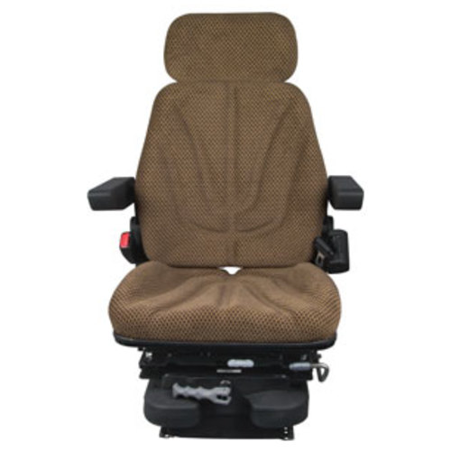  Seat Assembly with Isolator Low Pro Mechanical Suspension Brown Checkered Cloth - image 2