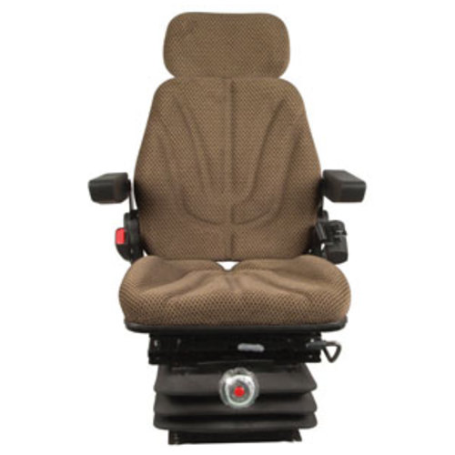  Seat Assembly with Isolator Mechanical Suspension Brown Checkered Cloth - image 2