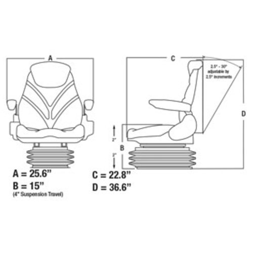  Seat Assembly with Isolator Air Suspension Brown Checkered Cloth - image 3