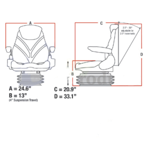  Seat Assembly Mechanical Suspension Brown Checkered Cloth - image 3
