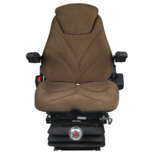  Seat Assembly with Isolator Mechanical Suspension Brown Checkered Cloth - image 2