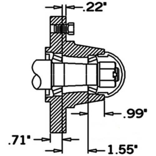  Five Bolt Curcle Hub with Cups 5.5" - image 2